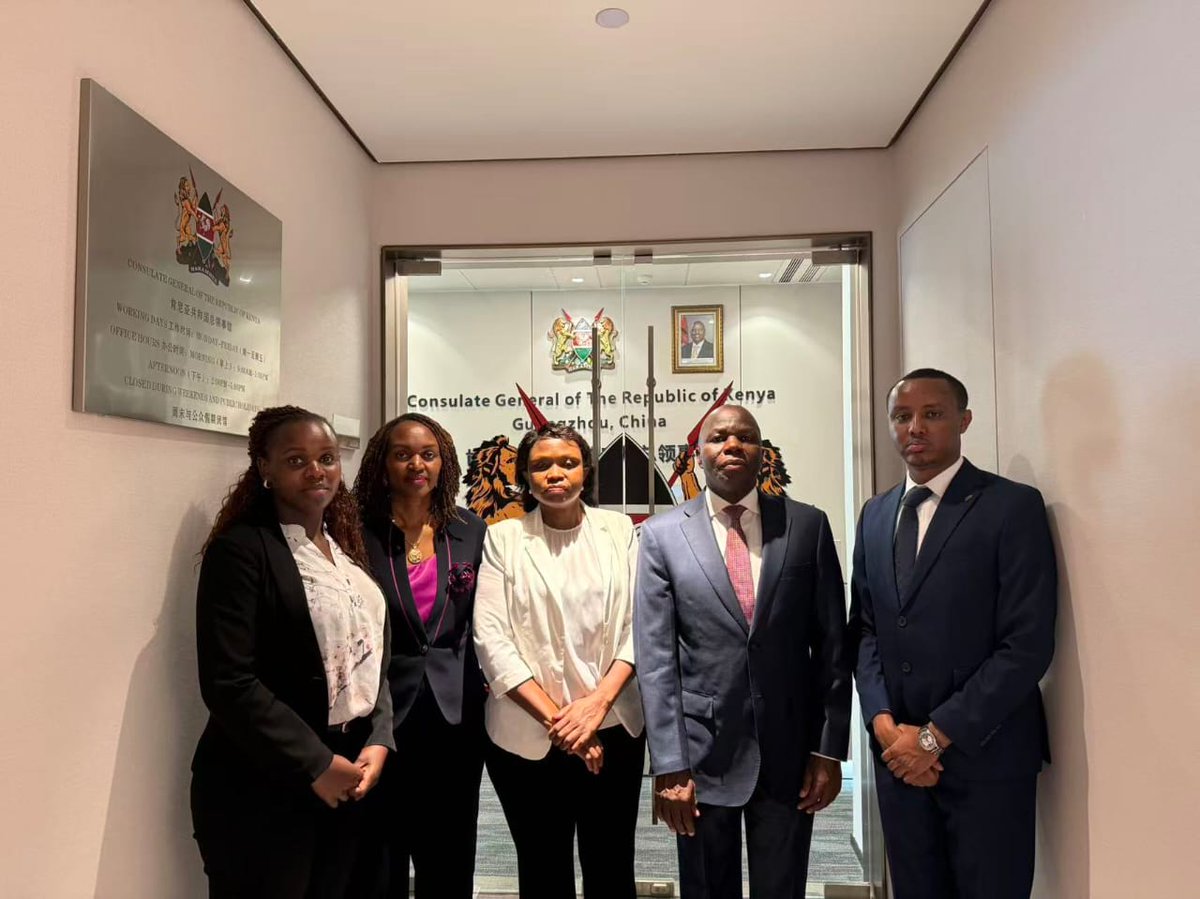 KCG_Guangzhou's tweet photo. OPEN &amp; OPERATIONAL
Congratulations to @ForeignOfficeKE &amp; @Diaspora_KE for establishing the KENYA CONSULATE IN GUANGZHOU,China. @KCG_Guangzhou. The first group of staff began working in the mission on 18th May,2025. 
Amb.James Muhati Buyekane is the FIRST CONSUL GENERAL.@JBMuhati. https://t.co/7yfkTJCxBr