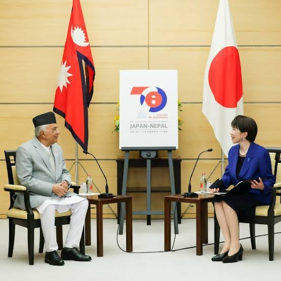 rajbiraj11's tweet photo. Upon conclusion of bilateral talks, Prime Minister Sanae Takaichi graciously adorned President Paudel with a traditional Japanese jacket. President Paudel, in turn, presented a Pashmina scarf to Prime Minister, reflecting mutual respect and friendship shared between two nations. https://t.co/TUGUpJtHrV