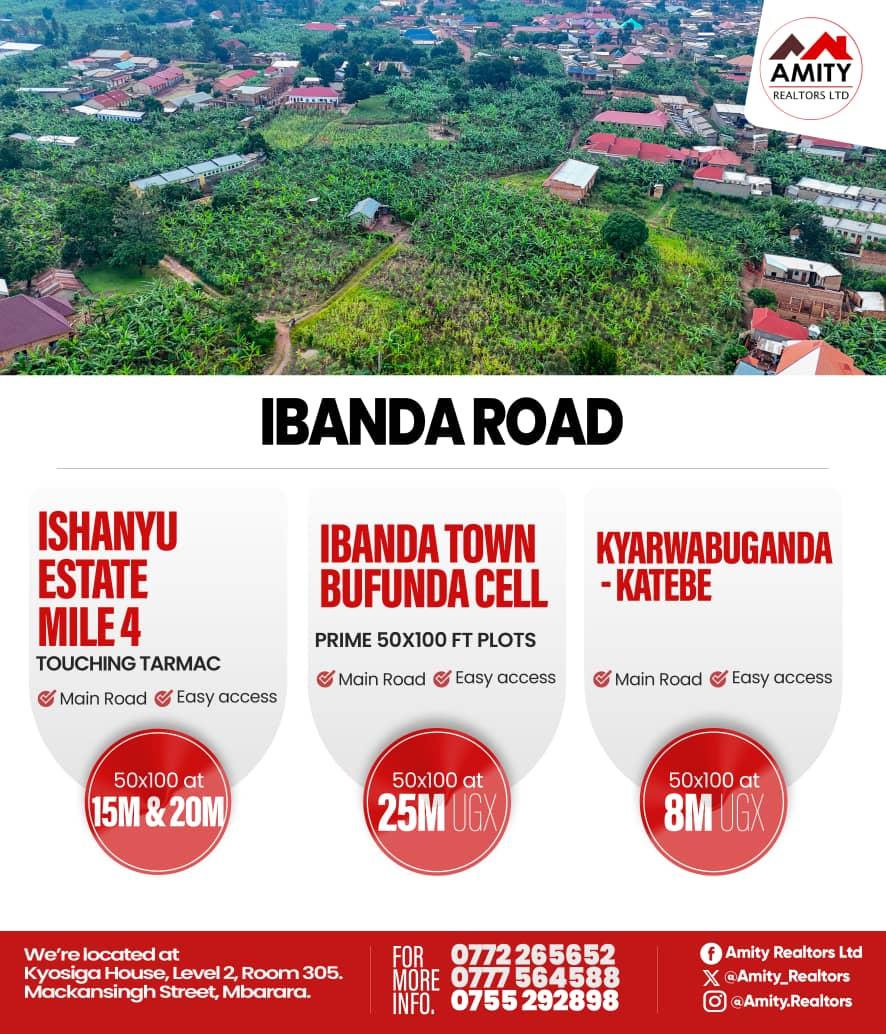 Amity_Realtors's tweet image. Are you travelling to Ibanda tonight? Those roadside plots could be yours. We have affordable offers for you at Ishanyu, Kyarwabuganda Katebe, and Bufunda in Ibanda town. Call us now!
#MainRoad #EasyAccess