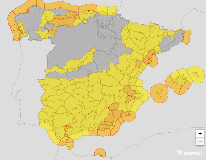 🌬️Viento:
🟠Tarragona, Comunidad Valenciana, Murcia y Almería.

ℹ️ Consulten el tráfico y el tiempo antes de emprender la marcha.