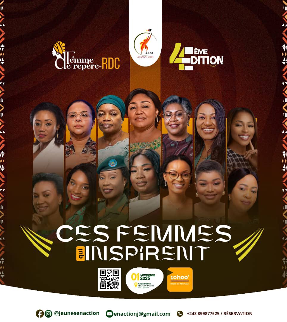RepereRdc's tweet photo. Lors de la dernière édition de « Femme De Repère RDC », nous avons dévoilée quelques figures emblématiques (femmes inspirantes) d l’année 2025.
À bientôt pour la 5è édition 
Nos repères @DeniseNyakeru @SuminwaJudith @Evebazaiba @RDCongoMAE @TinaSalama2 @SpecialeYelu @tisyamukuna https://t.co/sKlLSjziBL