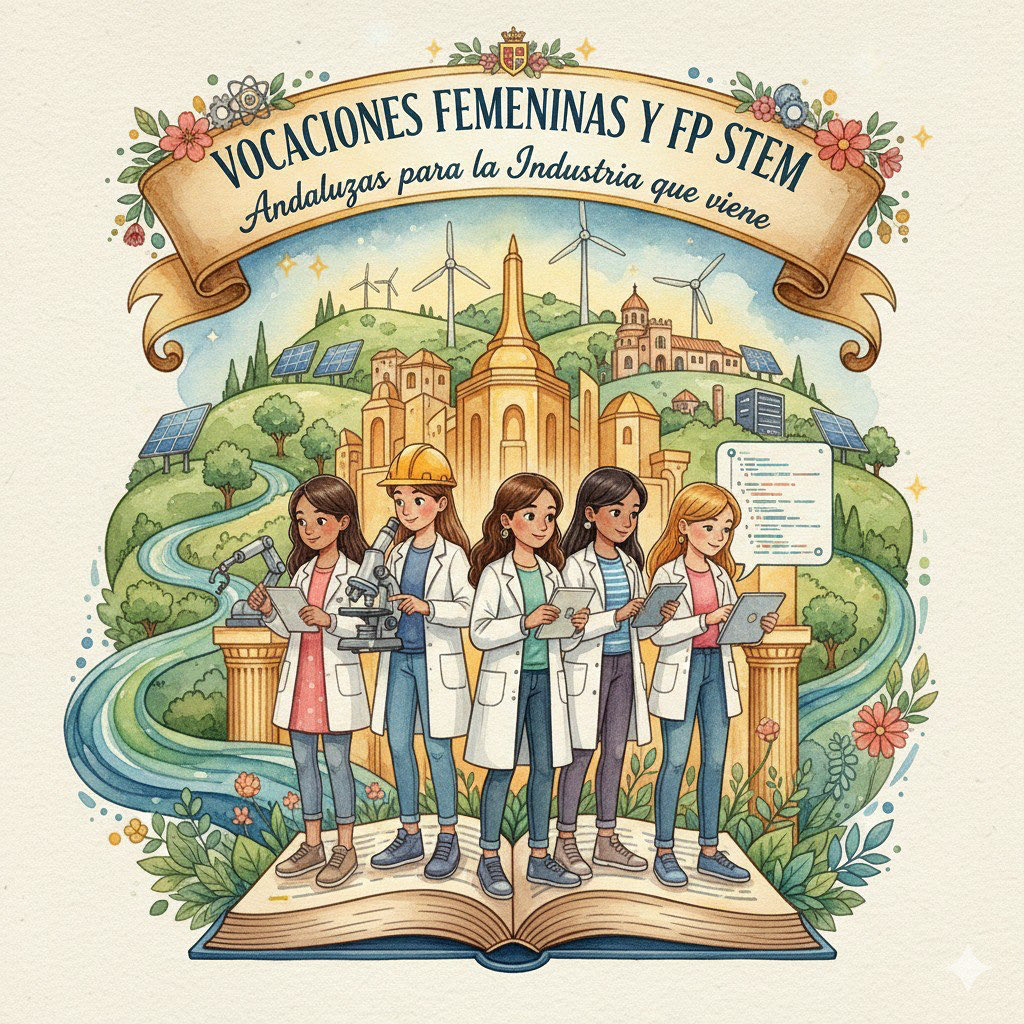 Convocadas unas jornadas regionales VOCACIONES FEMENINAS Y FP STEM: ANDALUZAS PARA LA INDUSTRIA QUE VIENE con cód. 269933FP004. Fecha inscripción: 11/02/2026 hasta 27/02/2026. La inscripción podrá realizarse en el siguiente enlace: secretariavirtual.juntadeandalucia.es/secretariavirt…