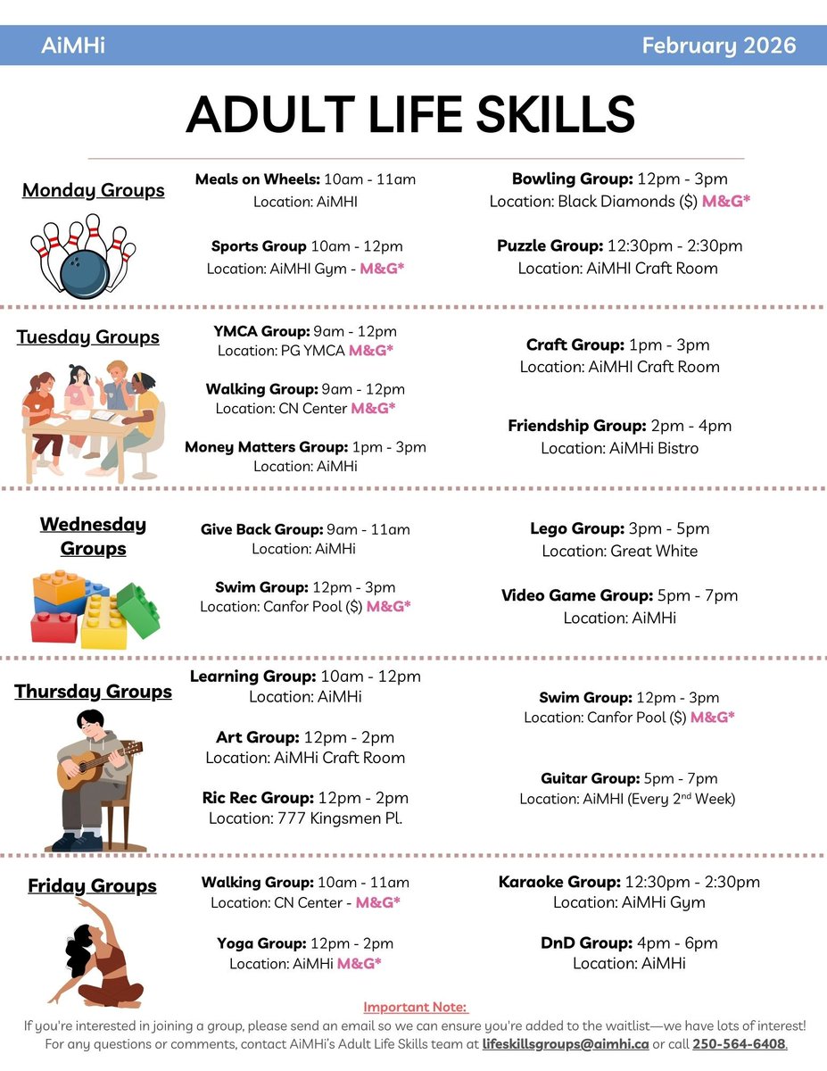 Another busy month for AiMHi Adult Life Skills this month! Pick your favourite events and have fun in the community!#AiMHi