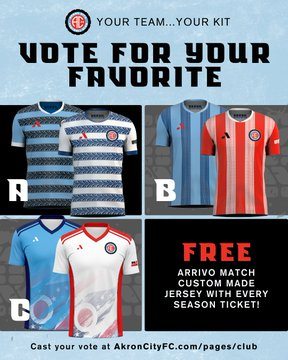 AkronCityFC's tweet photo. Schedule is out, and jerseys are open for voting! What a time for ACFC!! 

VOTE TODAY &amp; GET YOUR SEASON TICKETS! https://t.co/RVF9t96G88