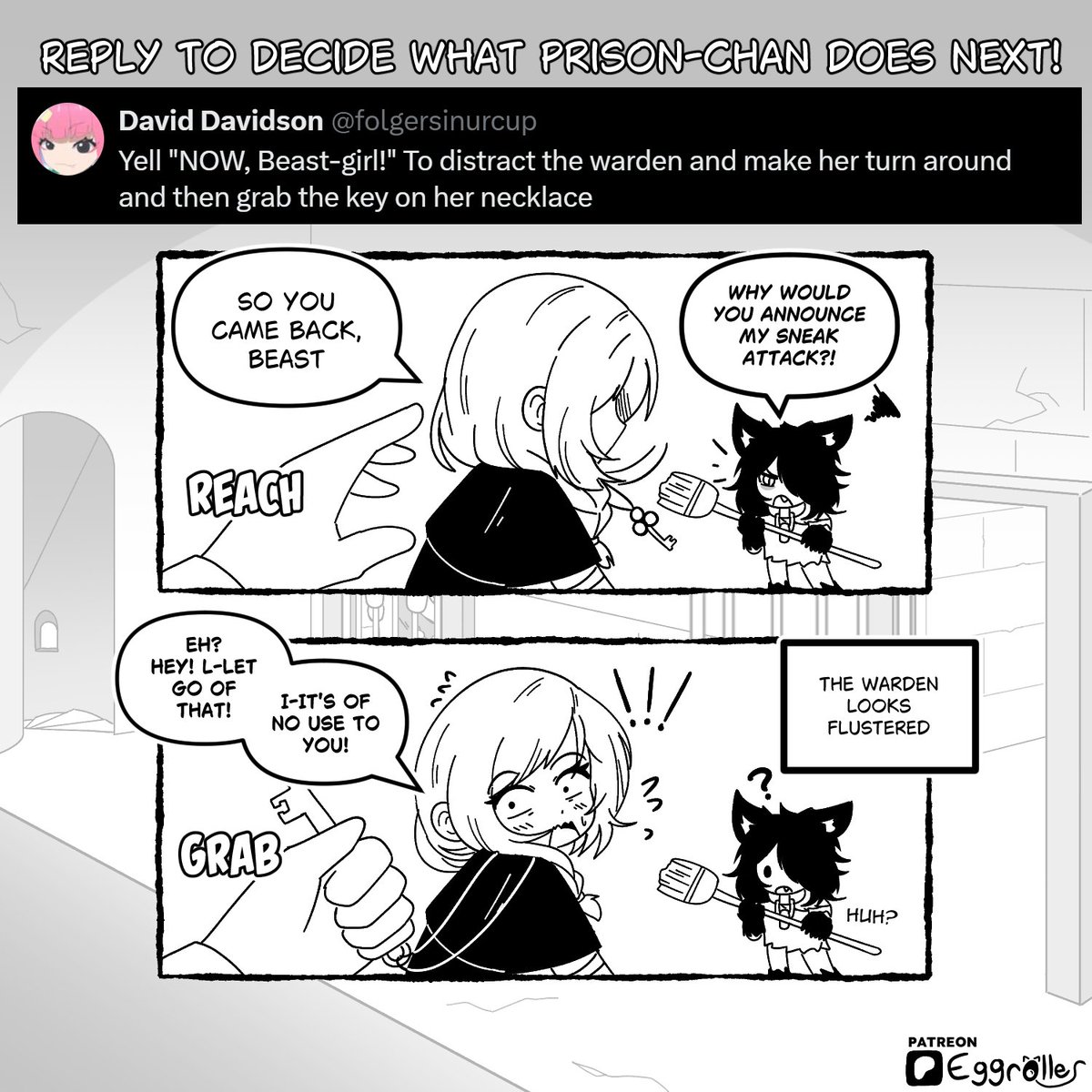 Beast Girl returns!

Reply to decide what Prison-chan does next!