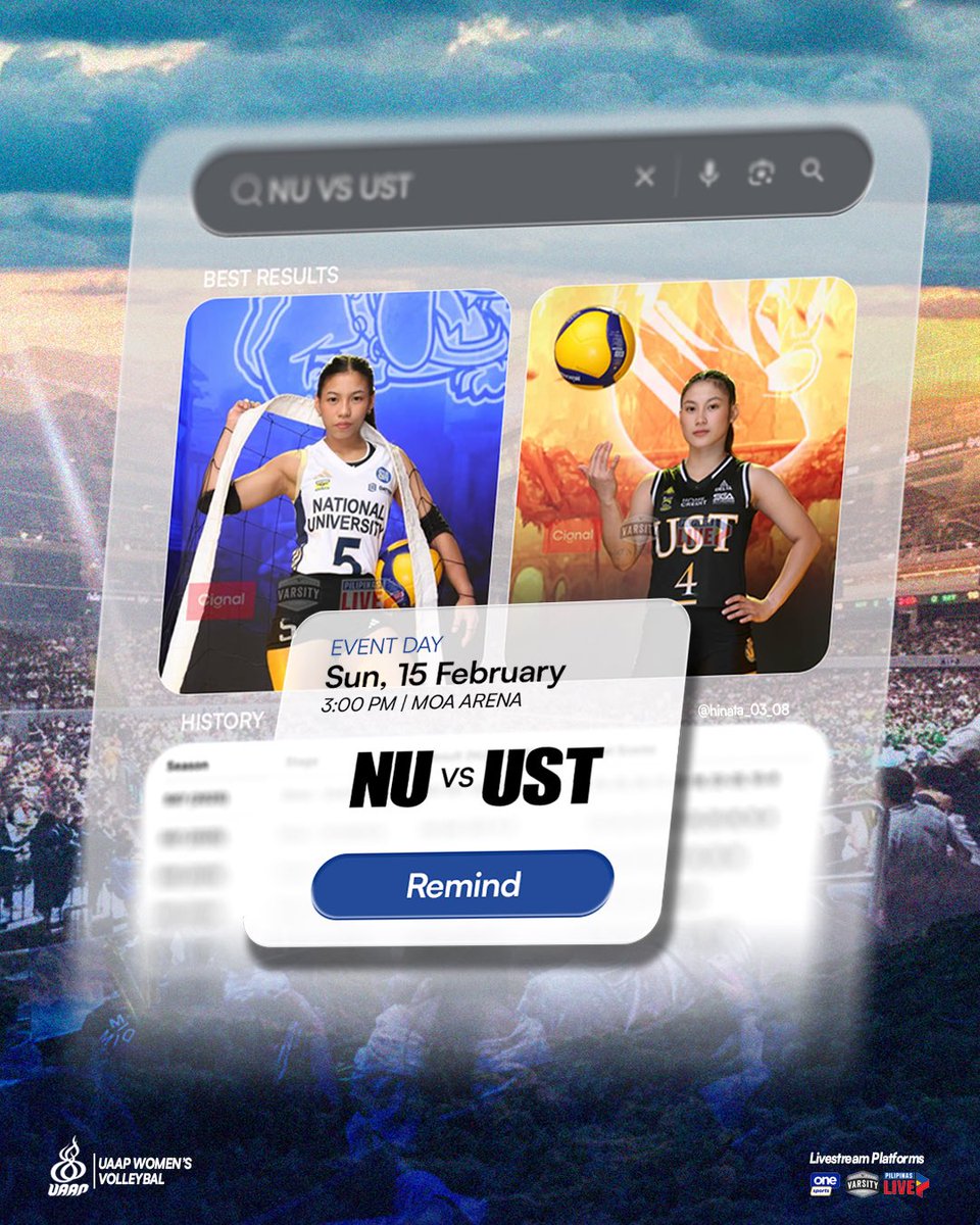 Rivalry mode: ON 👊
NUST AGAD AGAD 🔥

Let's support our girls this weekend!