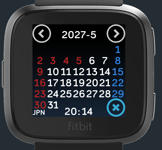 NOVY_NN's tweet photo. Fitbitギャラリーで公開中のVersa1～3、Sense用のアプリNOVYCalendarを来年の祝日に対応させました。#fitbit https://t.co/Q1ZWUuitrF