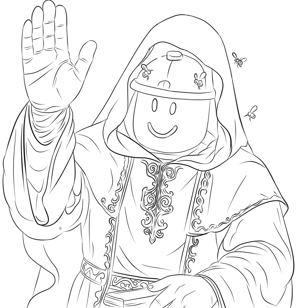 Josephine_sava's tweet photo. Commission Line Art 
 A whimsical line art illustration of a robed monk-like figure with a smiling, simple face hidden under a beekeeper’s helmet #digital2D #gameart #characterdesign #NoAI #lineart  #fantasyart #beekeeper #WhimsicalArt #characterart #conceptart #commissionart https://t.co/fsUdBxk5Lc