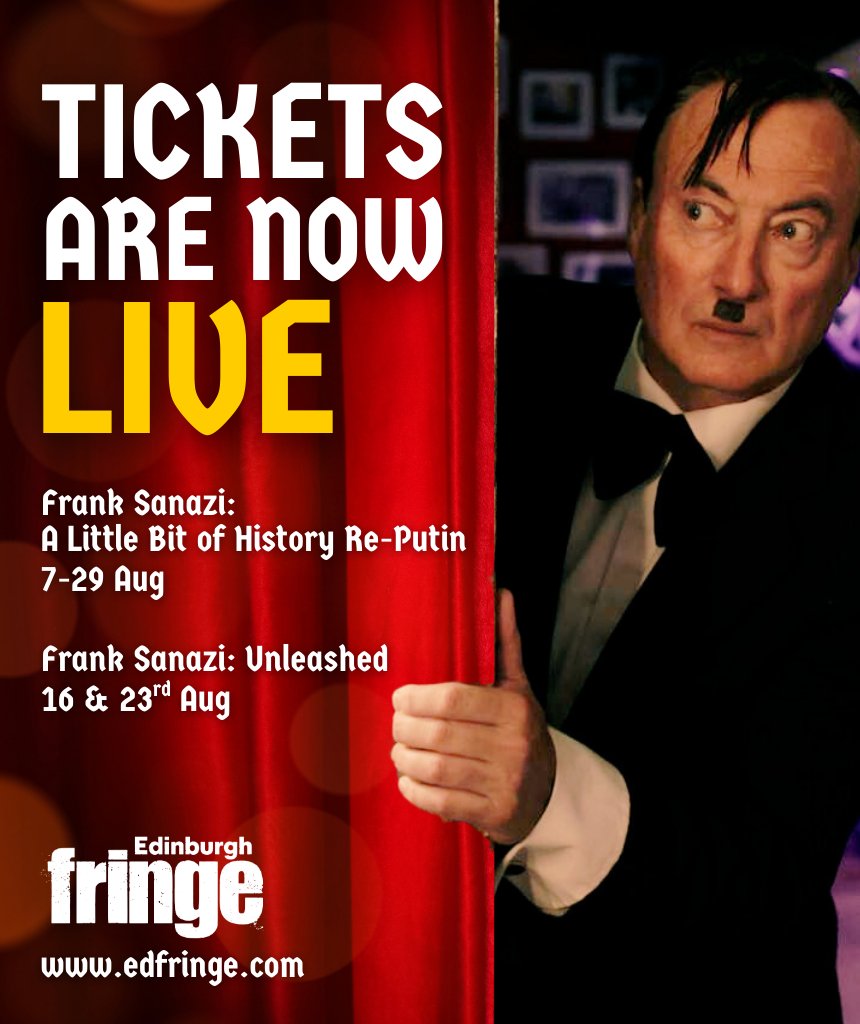 FrankSanazi's tweet image. Mein #ComedyInvasion of #Edinburgh continues... may zis is ze year I take over!

I'll save you searching for ze link 👇🏻
edfringe.com/tickets/whats-…

#TwoShows