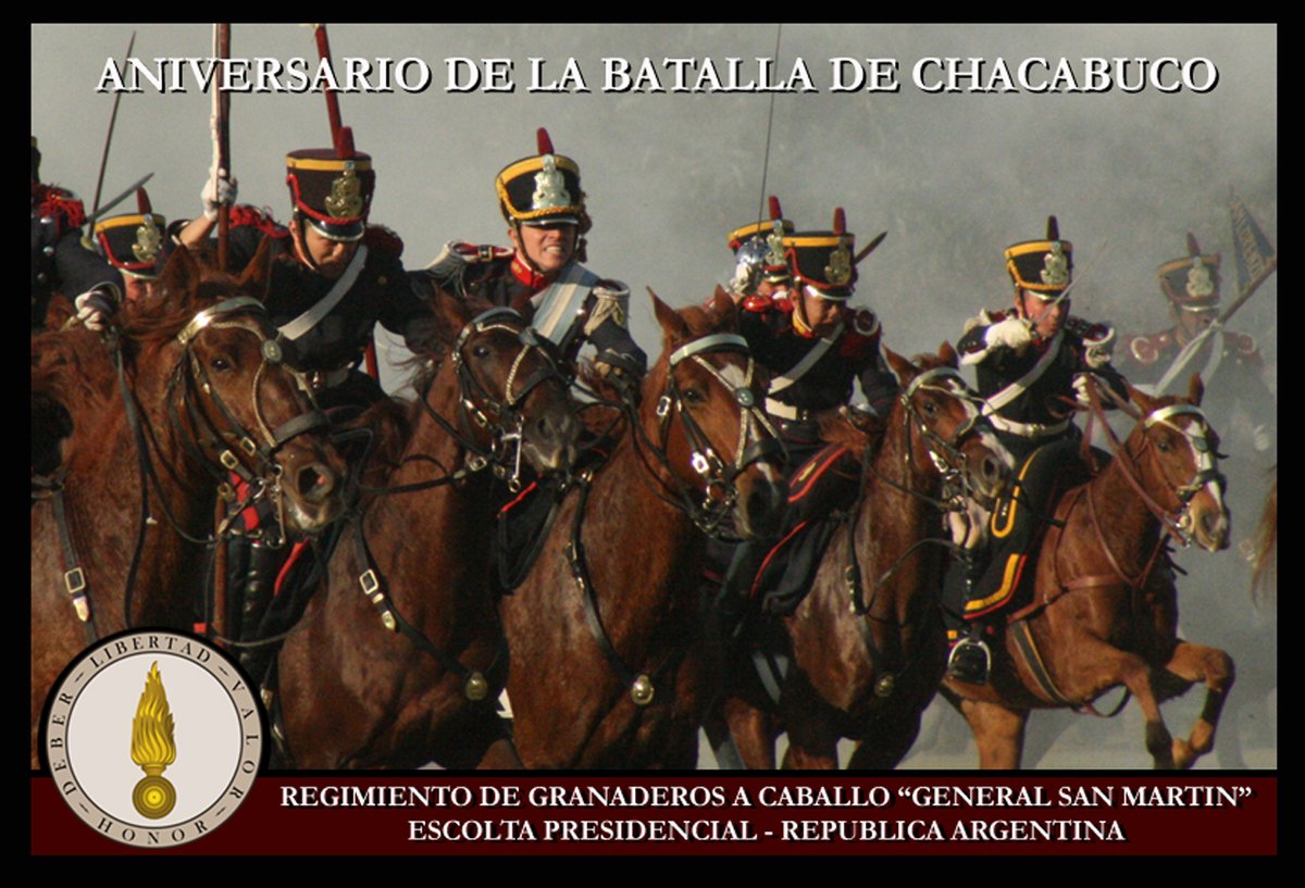 El 12 de febrero de 1817, se libró la batalla de Chacabuco que marcó en su hora un jalón decisivo en la guerra por la independencia de Sud América. Al mando del general don José de San Martín, el Ejército de los Andes derrotó completamente a las fuerzas realistas de Chile.