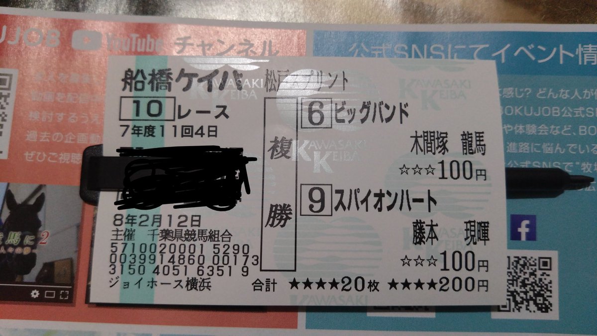 競走名に松戸と八王子が入っていたら6番と9番の複勝馬券を購入する会