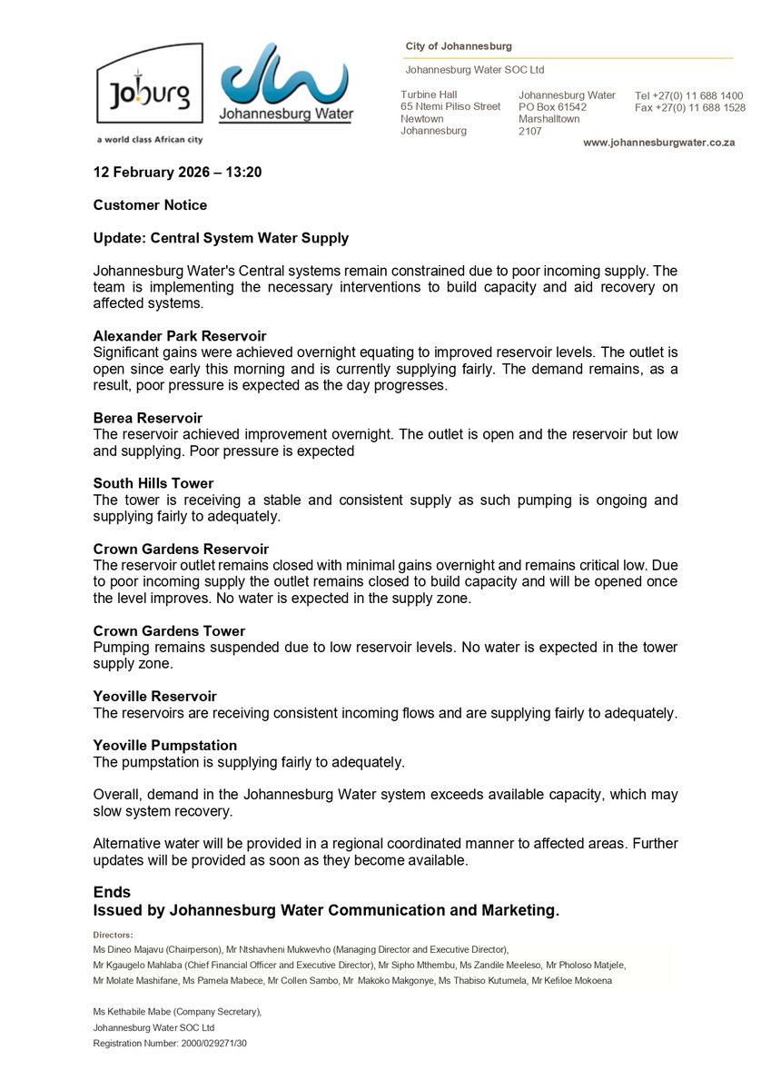 Johannesburg Water tweet media