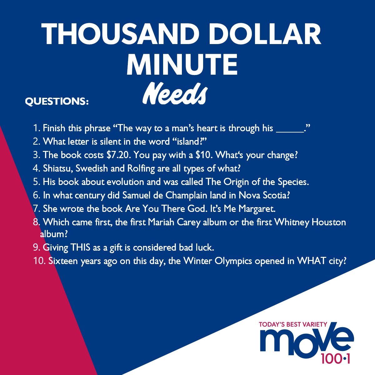 Move100Halifax's tweet image. Andrew McLaren with 8/10 this morning! You?!

💰 Your turn to play for $1000 tomorrow at 7!
⛽️ You'll be in to win $100 to Needs Convenience! 
📻 #ListenLive the free iHeartRadio Canada app!
- Erin &amp;amp; Peter #MOVEMornings