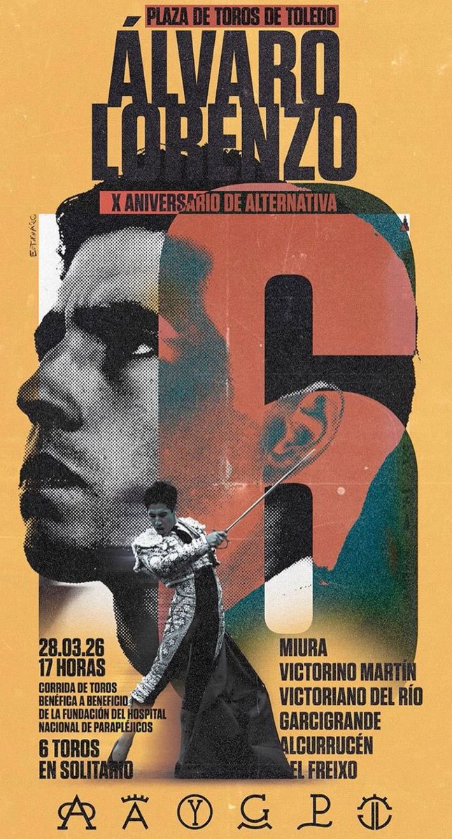 el matador toledano <a href="/alvaro_lorenzog/">Álvaro Lorenzo</a> se encierra con seis toros de diferentes ganaderías en Toledo.  Miura, Victorino Martín, Victoriano del Río, Garcigrande, Alcurrucén y El Freixo son los hierros elegidos para su X Aniversario de alternativa. Será el día 28 Marzo a las 17:00 h.