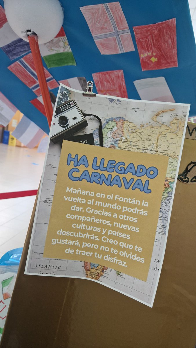 ¡Y llega el gran día de Carnaval!🥳🎭
"Mañana en el Fontan la vuelta al mundo podrás dar. Gracias a otos compañeros nuevas culturas y países descubrirás. 
Creo que te gustará, pero no te olvides de traer tu disfraz"
🌎🇧🇬🌏🇪🇭🌍🇬🇫

#ceipfontan #carnaval2026 #fontour #disfraces