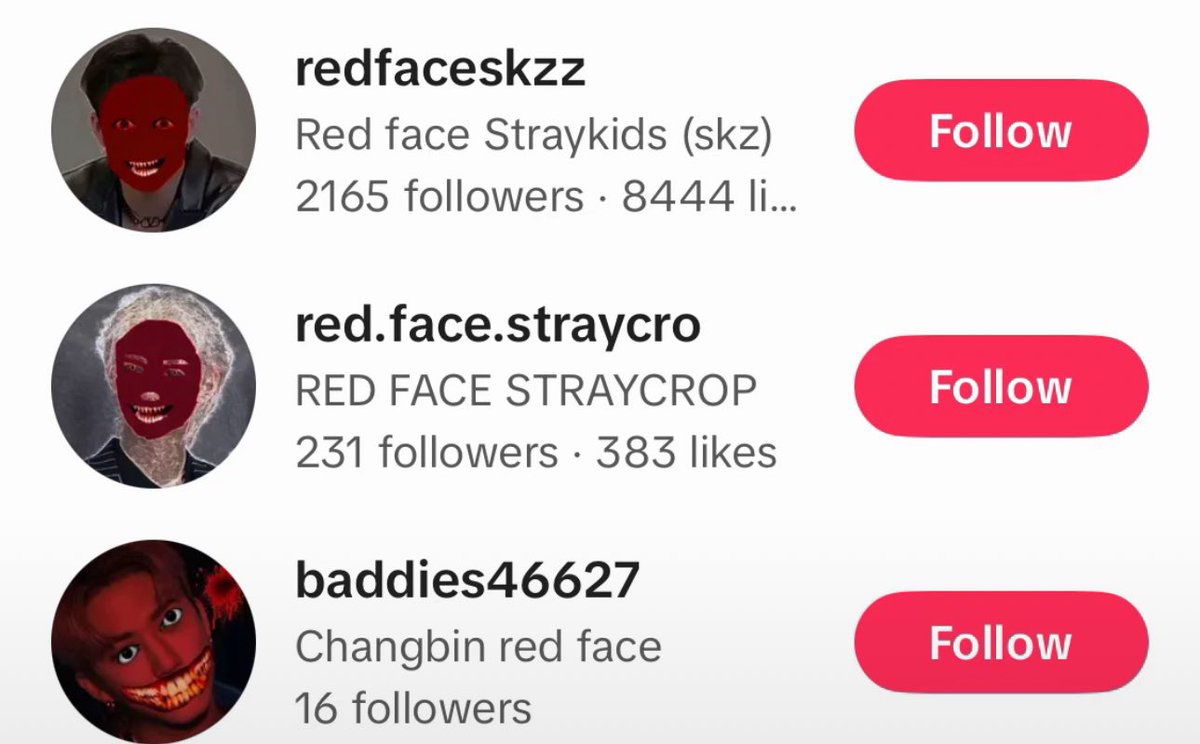 STAYS ‼️⚠️
Hay gente en TT que están poniendo fotos de todos los miembros pintándole la cara en rojo en señal de que han fallecido. Honestamente, no creo que sean STAY, sino gente haciéndose pasar por ellas. Cualquier cuenta que vean así, NO interactúen, solo DENUNCIEN