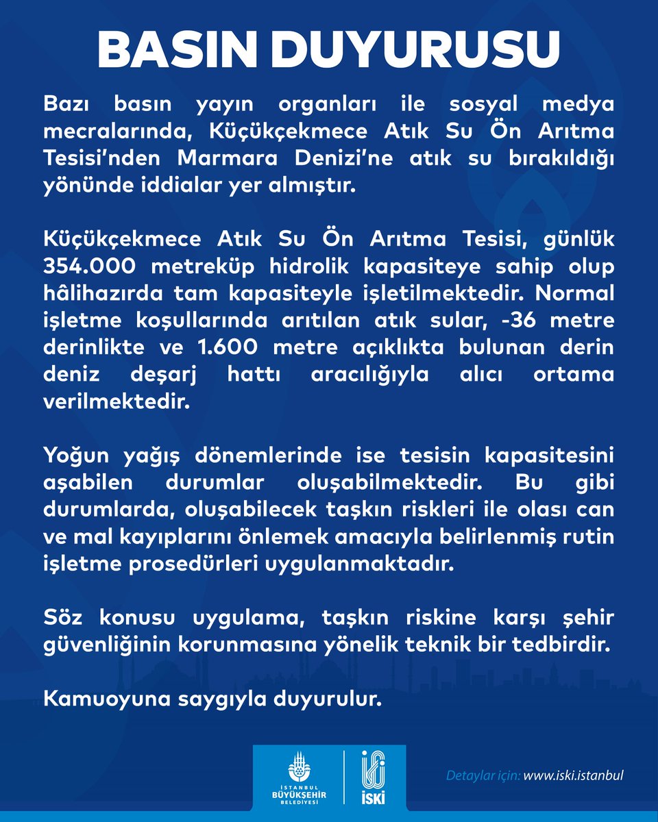 Saygıdeğer İstanbullulara önemle duyurulur.📢