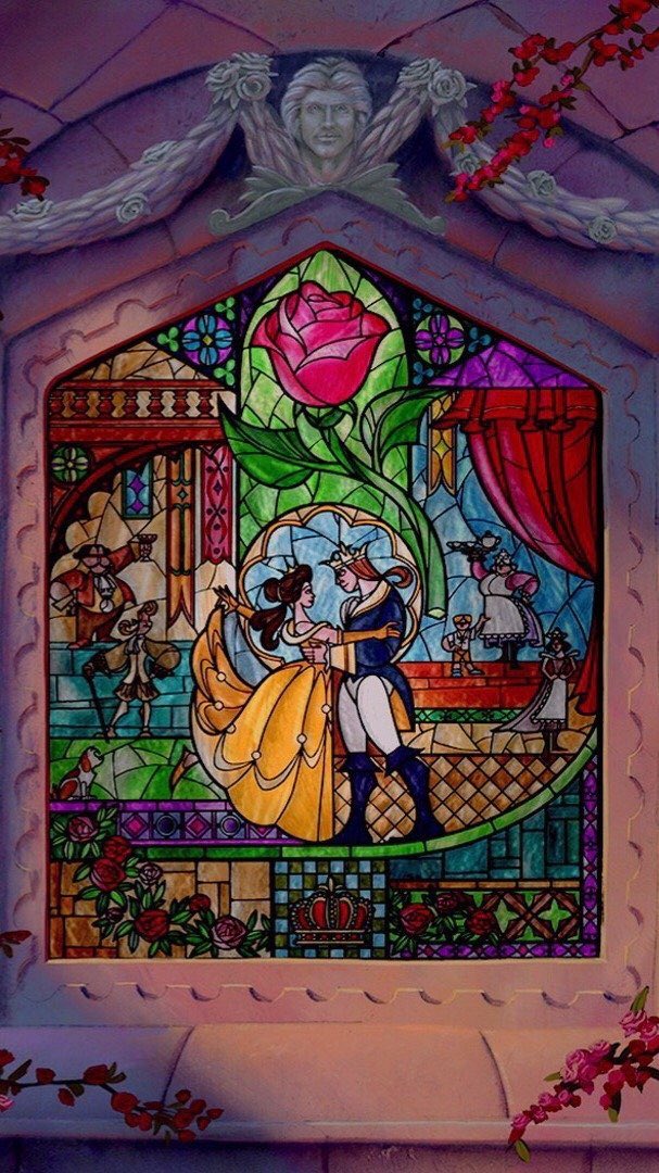 jassmmiinnxx's tweet photo. stained glass in beauty and the beast 🌹 https://t.co/OiHt4NqWld