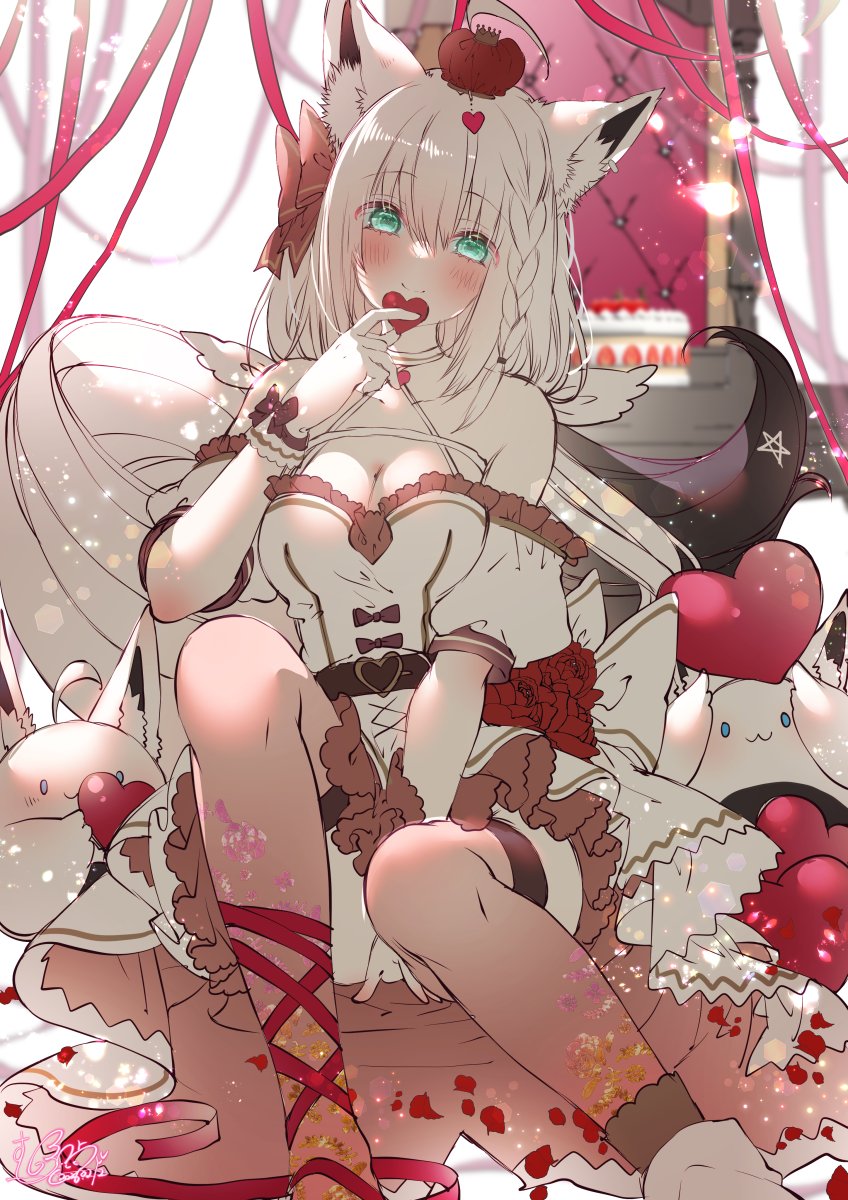 白上フブキ 「フブキちゃん バレンタインラフ.°ʚ(*˘︶˘*)ɞ°.。.:*」|むーのイラスト