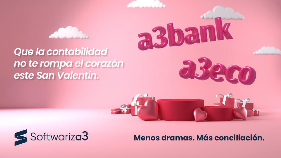 Este San Valentín 💘 que el único drama sea el del cine.

Con la integración de #a3eco y #a3bank, contabilidad y bancos trabajan en la misma dirección

Descúbrelo aquí 👇
digital.softwariza3.com/a3eco-a3bank-c…

#Softwariza3 #Digitalización