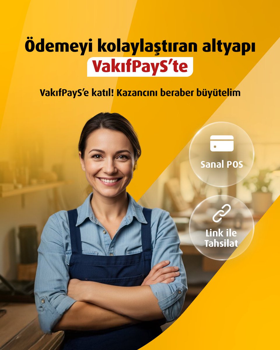 Ödemeyi kolaylaştıran altyapı VakıfPayS’te. VakıfPayS’e katıl! Kazancını beraber büyütelim.

#VakıfPayS
