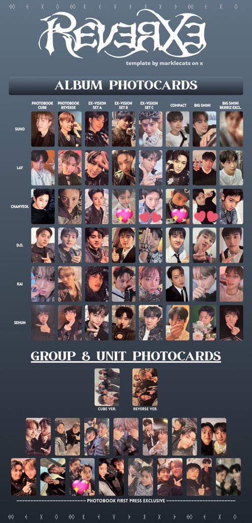 exo REVERXE トレカ 交換 譲：スホ、レイ、カイ、ギョンス、セフン 求