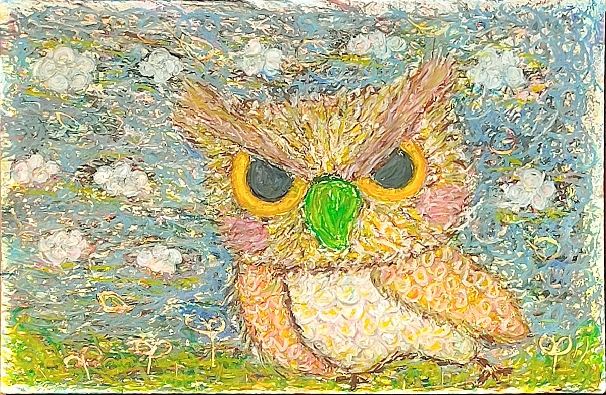 『 なにやつ 』coyonac
もりじぃ の 眼光は
鎮圧するには 
じゅうぶんであった
Love &amp; Peaceful🌳
#OilPastelArt
#PictureBook
#ShortPictureBook
#MiniPictureBook
#ChildrenBookArt
#IllustrationStory
#ごく短えほん
#絵本
#短いえほん
#ちいさな絵本
#coyonac 
#極短絵本 coyonac