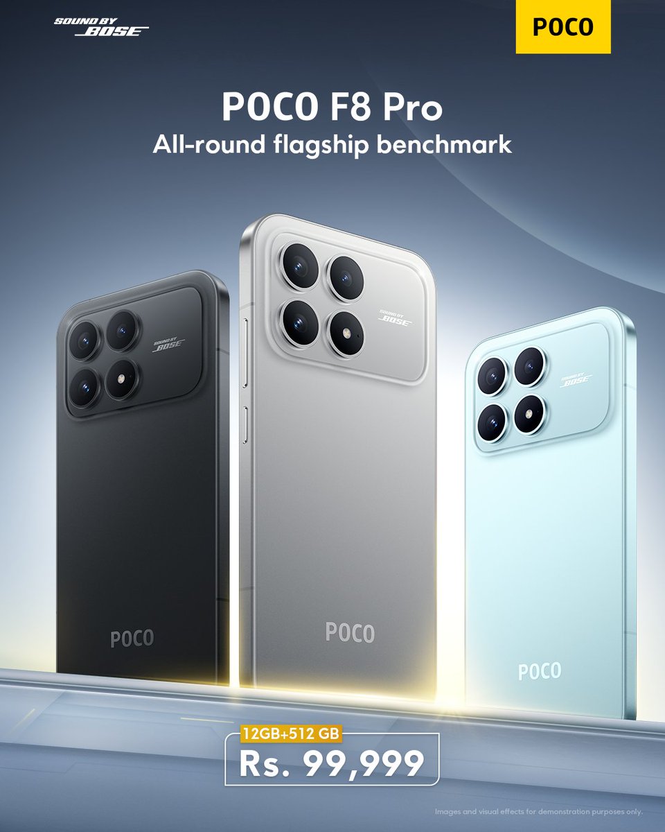POCONepal's tweet photo. The wait is over! All-round flagship benchmark
Poco F8 Pro- 12 GB + 512 GB | Rs 99,999.
Performance now, payments later. EMI up to 9 months!
#POCONepal #BoldPerformance #Poconepal https://t.co/JMN93jiBJl