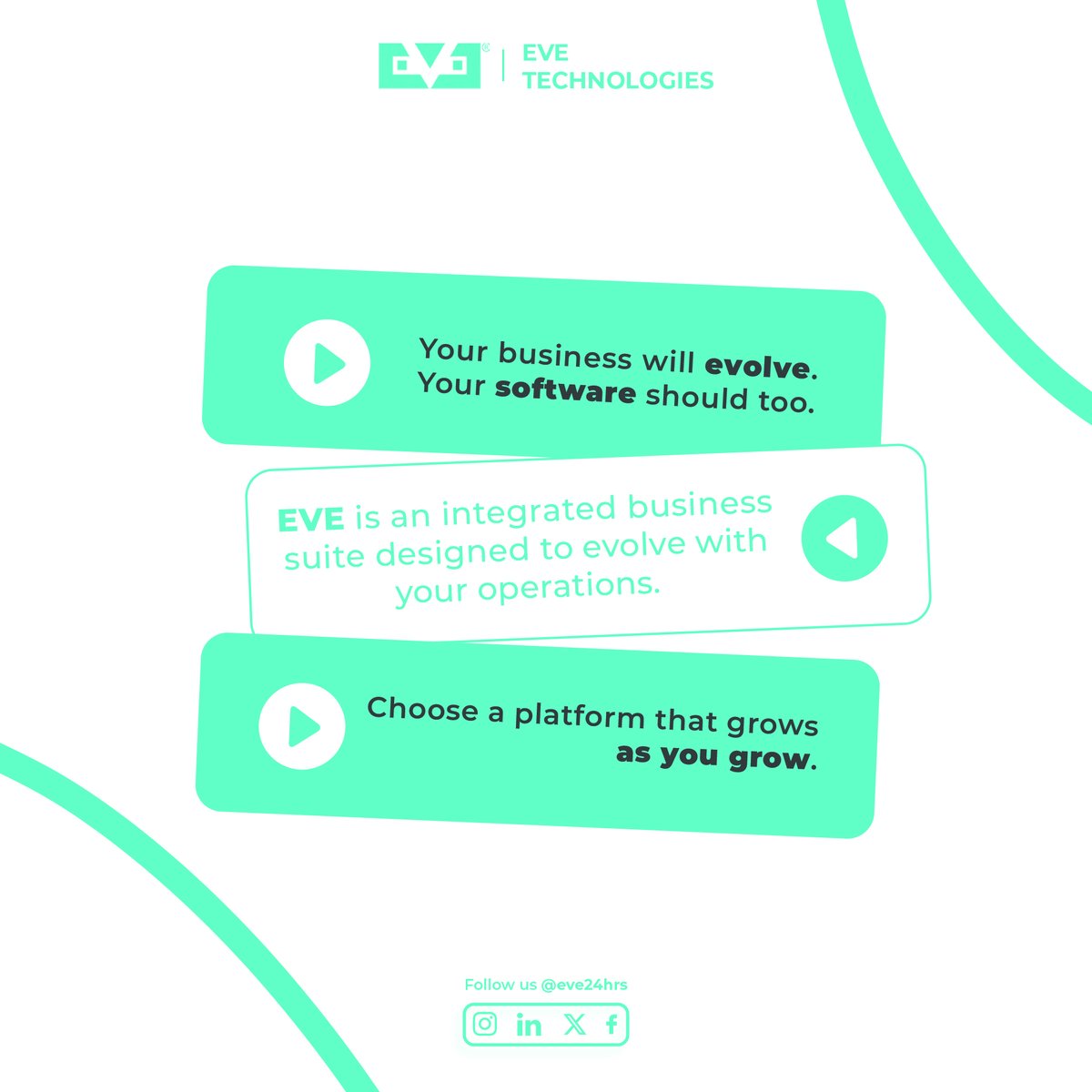 EveTechofficial's tweet photo. Your business will evolve.
Your software should too.
EVE is an integrated business suite built for scalable growth — HRMS, CRM, Projects &amp; PMS on one platform.

#EVETechnologies #HRMS #BusinessSoftware #DigitalTransformation #MSME https://t.co/gqszVf4yTz