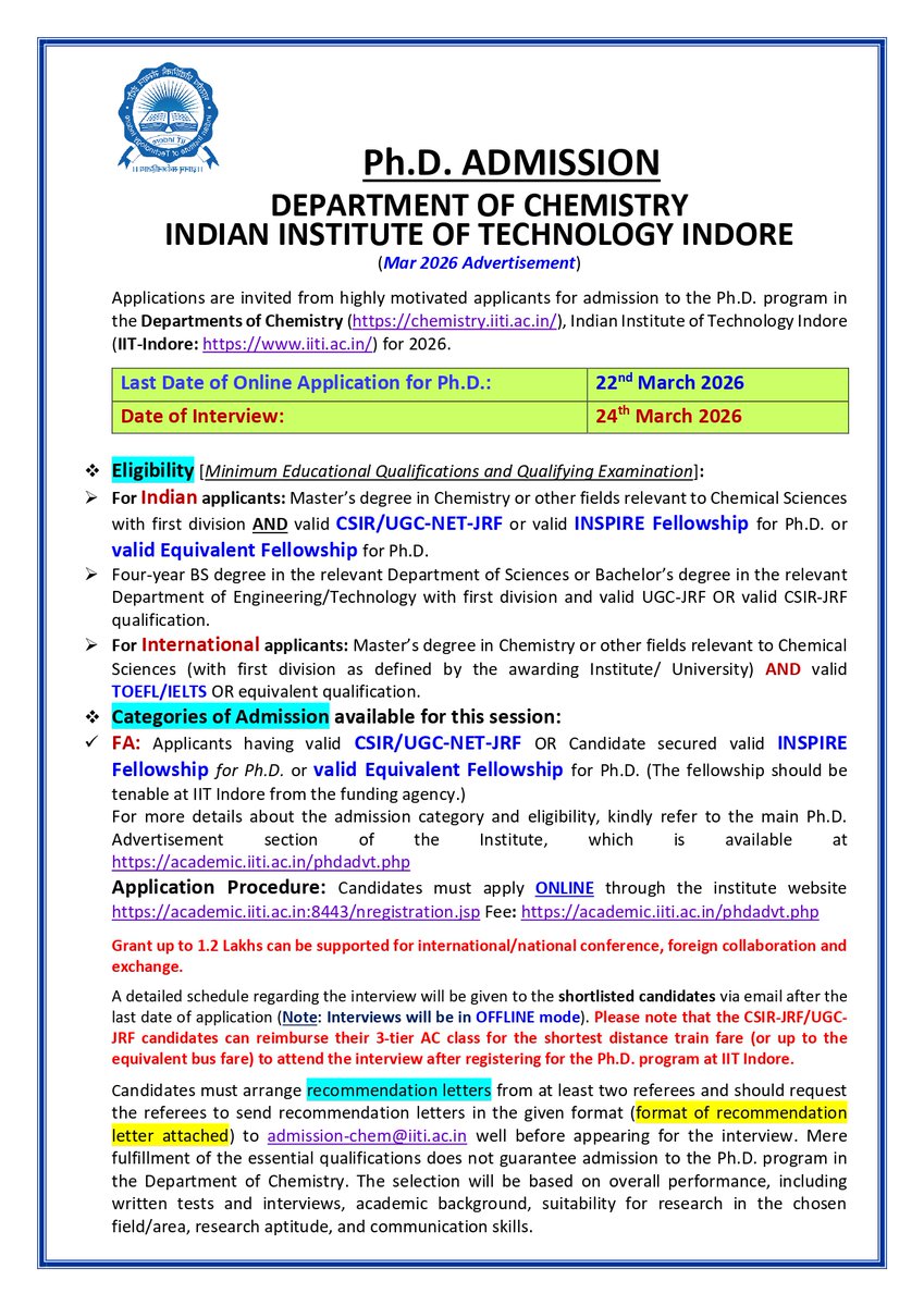 Department of Chemistry, IIT Indore tweet media