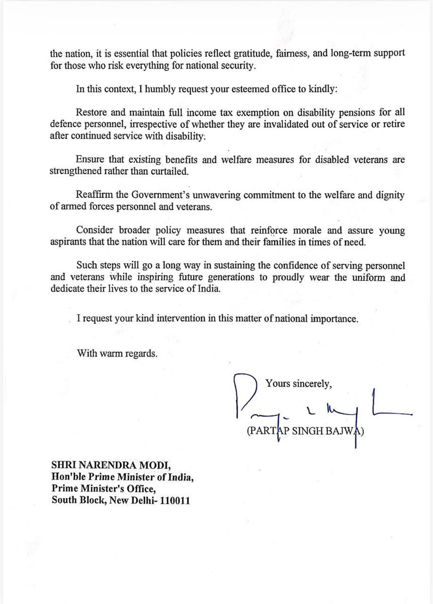 Our brave soldiers who return home with lifelong disabilities after serving the nation deserve honour, dignity and full support not taxation on their disability pensions.

Have written to PM <a href="/narendramodi/">Narendra Modi</a> ji and RM <a href="/rajnathsingh/">Rajnath Singh</a> ji urging restoration of complete income tax