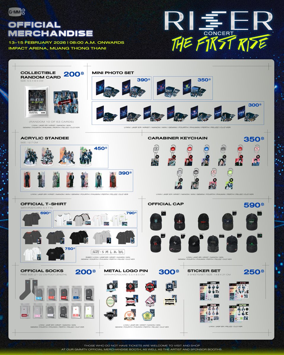 GmmtvShop's tweet image. พรุ่งนี้! เตรียมพบกับ Official Merchandise สุดเท่ในงาน RISER CONCERT : THE FIRST RISE

บูธ GMMTV OFFICIAL MERCHANDISE
13-15 กุมภาพันธ์ 2569
เวลา  น. 
อิมแพ็ค อารีน่า เมืองทองธานี

Tomorrow! Get ready for the cool official merchandise at the RISER CONCERT : THE FIRST RISE.

GMMTV…