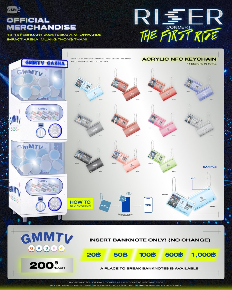 GmmtvShop's tweet image. พรุ่งนี้! เตรียมพบกับ Official Merchandise สุดเท่ในงาน RISER CONCERT : THE FIRST RISE

บูธ GMMTV OFFICIAL MERCHANDISE
13-15 กุมภาพันธ์ 2569
เวลา  น. 
อิมแพ็ค อารีน่า เมืองทองธานี

Tomorrow! Get ready for the cool official merchandise at the RISER CONCERT : THE FIRST RISE.

GMMTV…
