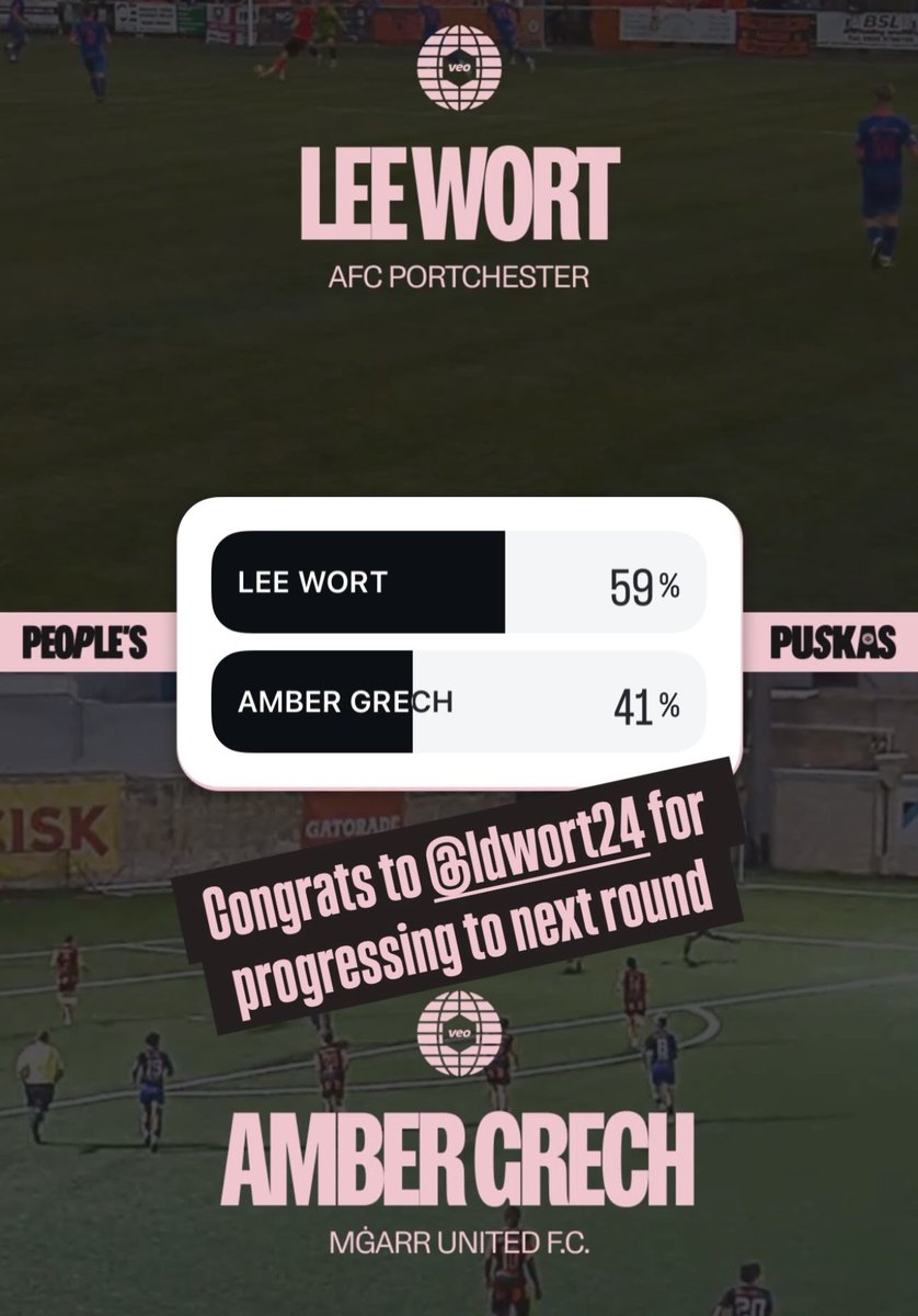 AFCPortchester's tweet photo. THE LEE WORT RABONA IS IN THE LAST EIGHT!

Thanks to all of your votes, Lee Wort's goal has made it through to the quarter final stage of the People's Puskas Awards.

Your support has been tremendous - keep your eyes on our socials for details of how/when to vote in next round. https://t.co/tFFsbe25Xb