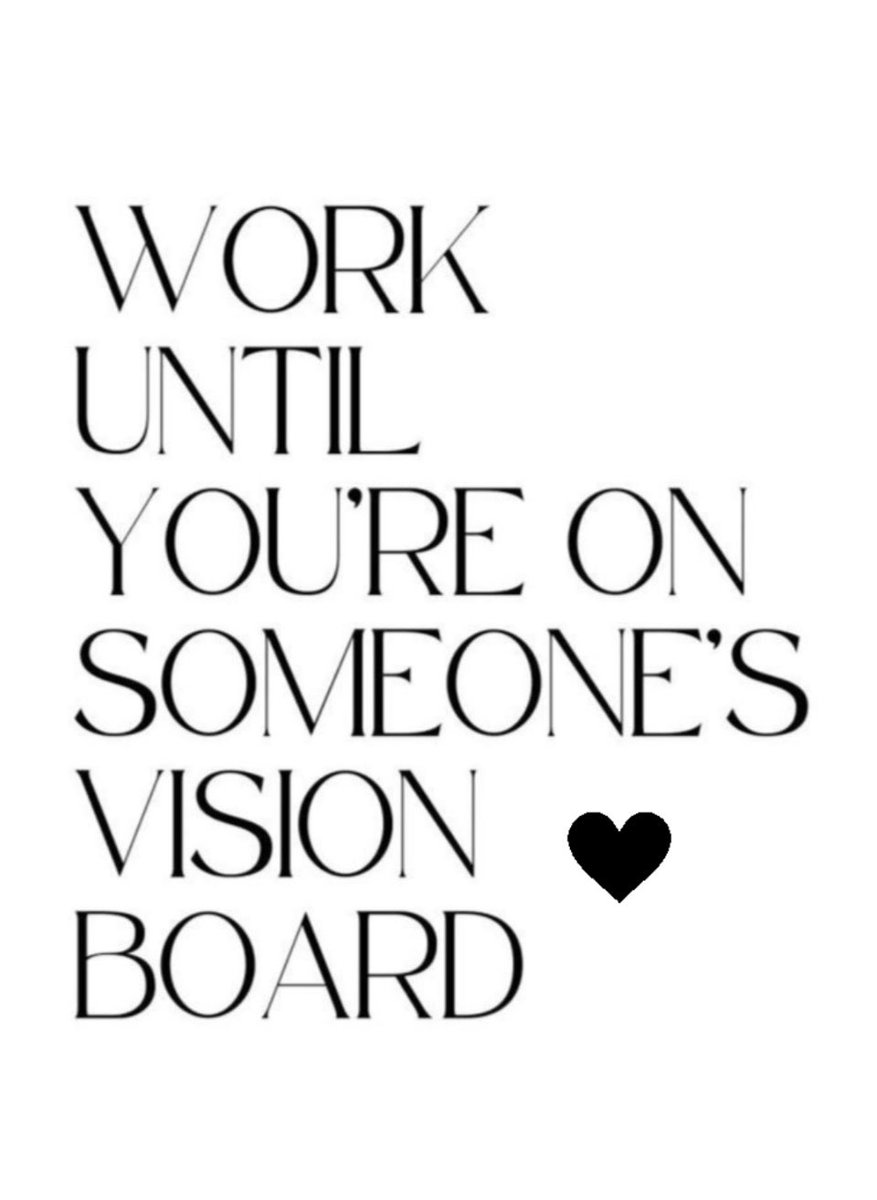 Good Morning, Cutie!! 🤍🖤

Stop making Vision Boards and become the Vision Board. 🖤🤍

Become the 5:00am Club.
Replace doomscrolling with affirmations, podcasts, books, and inspo.
Do double workouts if you need to.
Learn about investments.
Take more risks.
Put yourself in rooms