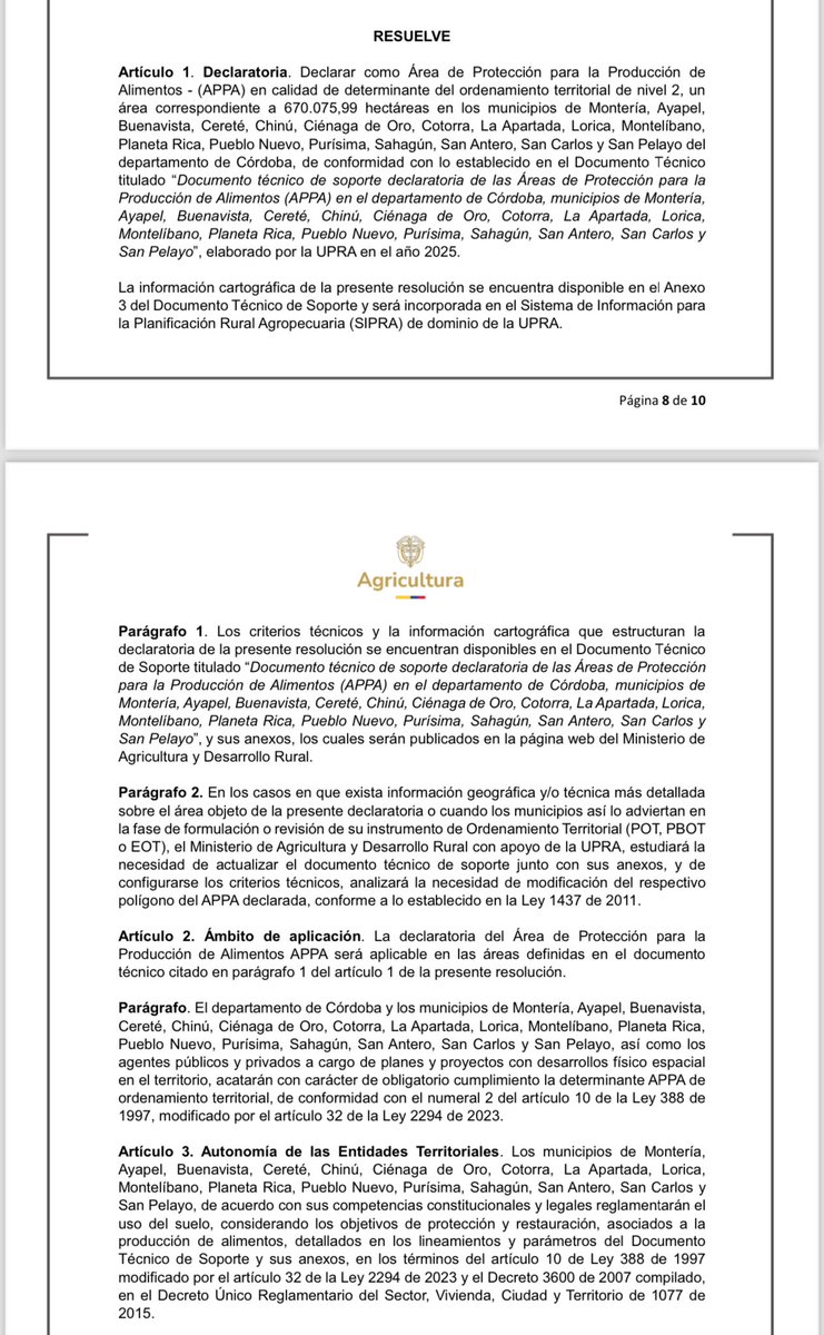 Danielbricen's tweet image. Mientras el departamento de Córdoba está en medio de una tragedia el Ministerio de Agricultura aprovecha para publicar el proyecto decreto que crea una APPA en varios municipios de ese departamento.

En medio de una tragedia quieren limitar el suelo y joder al sector productivo.