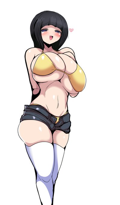 デカパイ黄色ビキニホットパンツ娘 