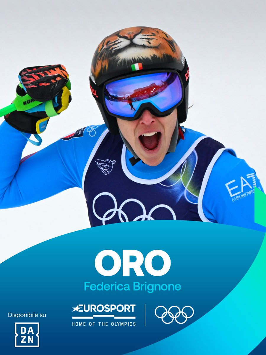 ORO DA LEGGENDA🥇
Federica Brignone trionfa nel SuperG Femmile⛷️
Primo posto conquistato grazie all’1:23.41👏

Guarda i Giochi Olimpici invernali di Milano-Cortina 2026 su #DAZN tramite i canali #Eurosport 📲