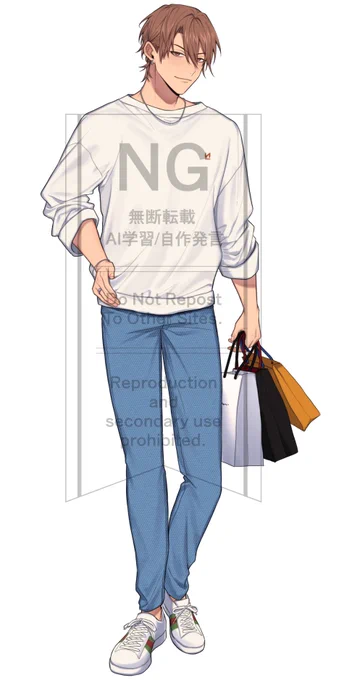 個人的にご依頼いただいた貢の新規絵!
夏服希望だったので、何パターンか出した時の服装ラフも 