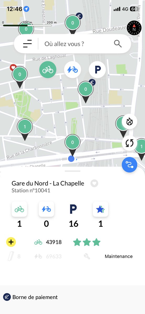 amopaver's tweet photo. Bug encore récurrent encore 1 @Velib vert  affiché dispo mais dans la réalité aucun vélo présent #velib https://t.co/K9gtw2OOJq