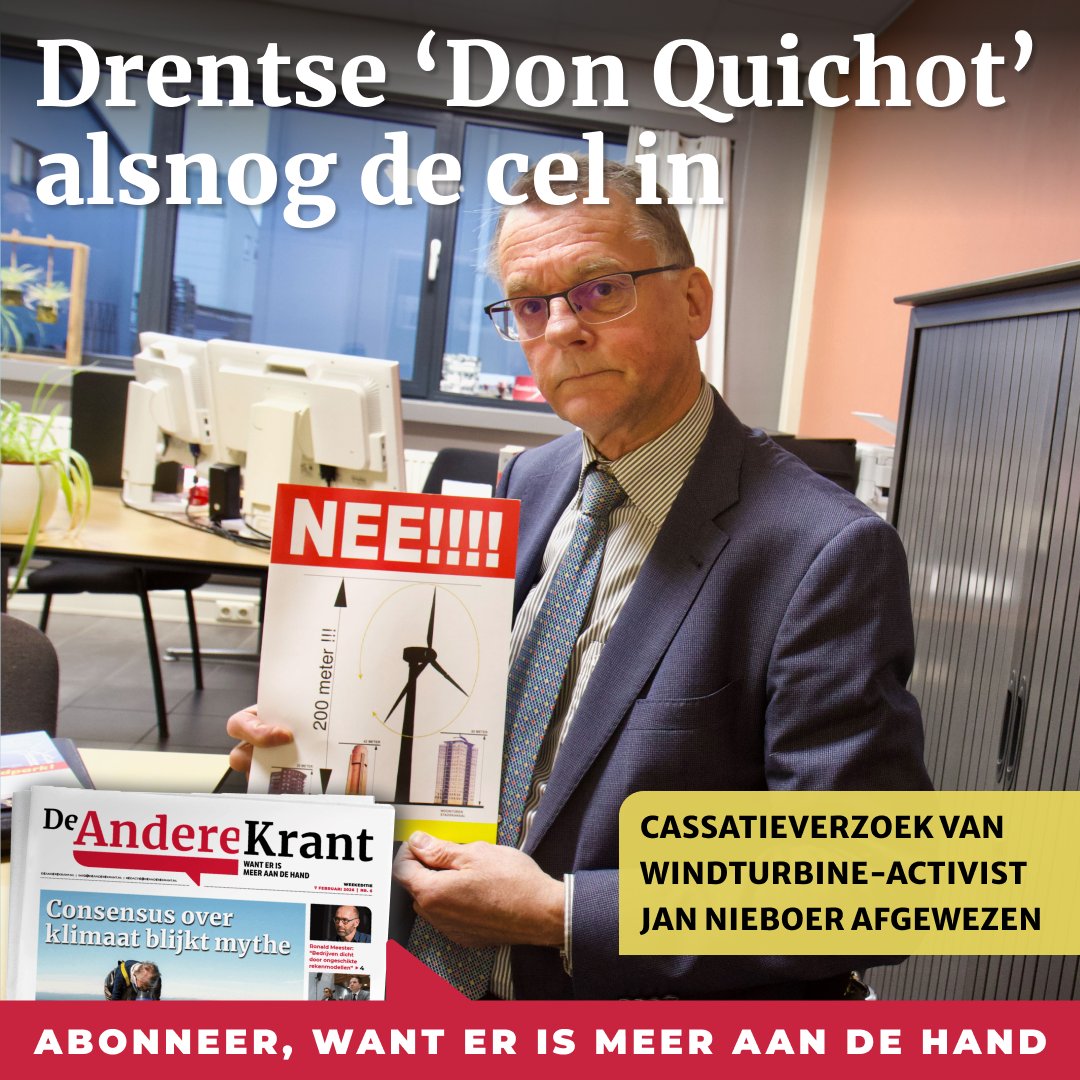 Jan Nieboer uit Tweede Exloërmond streed als voormalig voorman van protestgroep Platform Storm jarenlang tegen de komst van windturbines in de Drentse Veenkoloniën. In 2021 werd hij door het OM vervolgd voor het vermeend sturen van dreigbrieven naar bedrijven die zich