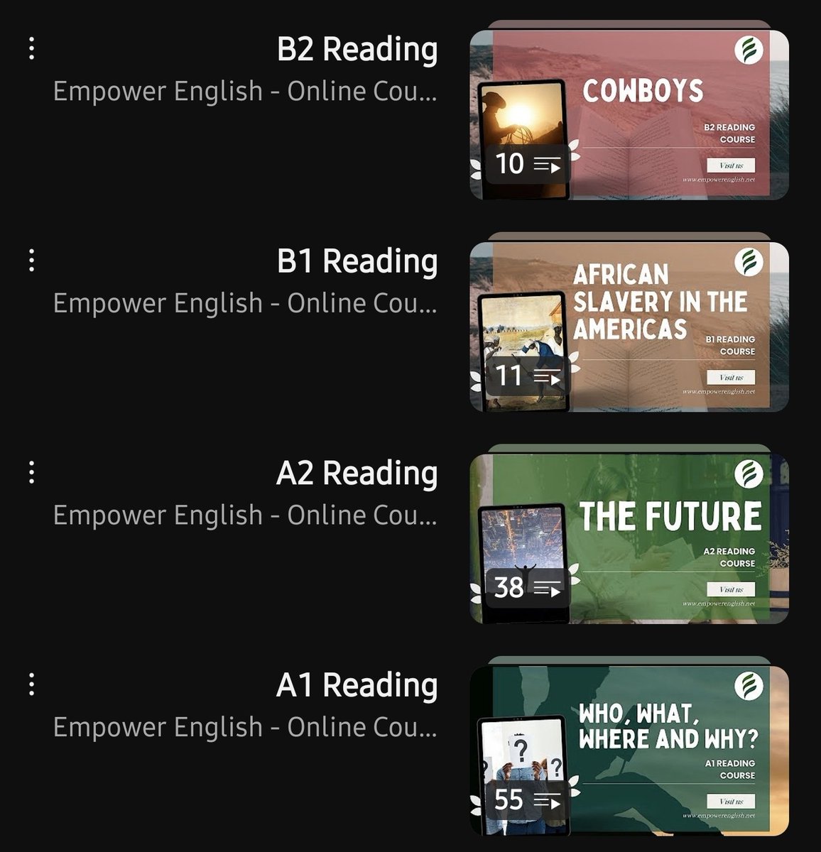 من أقوى الطرق لتطوير لغتك الاستماع للقصص والروايات 🎧

هنا قوائم منظمة حسب المستوى من الأسهل إلى الأصعب (A1–B2) :

مستوى مبتدئ A1
youtube.com/playlist?list=…

فوق المبتدئ A2
youtube.com/playlist?list=…

مستوى متوسط B1
youtube.com/playlist?list=…

فوق المتوسط B2
youtube.com/playlist?list=…