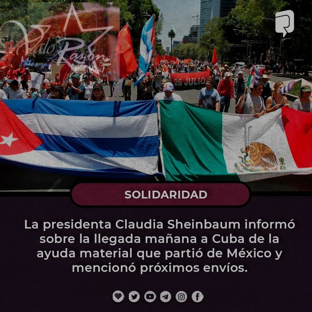 🇲🇽❤️🇨🇺 ¡La solidaridad tiene fecha de llegada! Hoy arriba a ,#Cuba la ayuda enviada por México.
,#CubaNoEstáSola 
#Mexico 
#ValorYRazón
#CubaEstáFirme