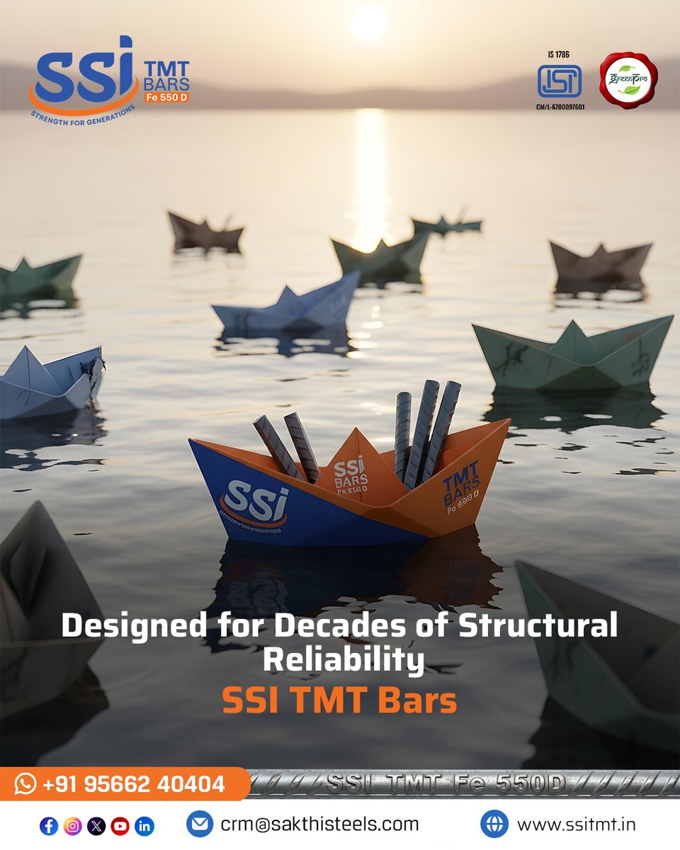 ssitmtbar's tweet image. Every structure deserves strength that stands the test of time.

Build today. Stand strong for generations.

Call: +91 9566240404
Visit us: crm@sakthisteels.com

#SSITMTBars #BuildStrong #DurableSteel #TMTRings #TMTBars