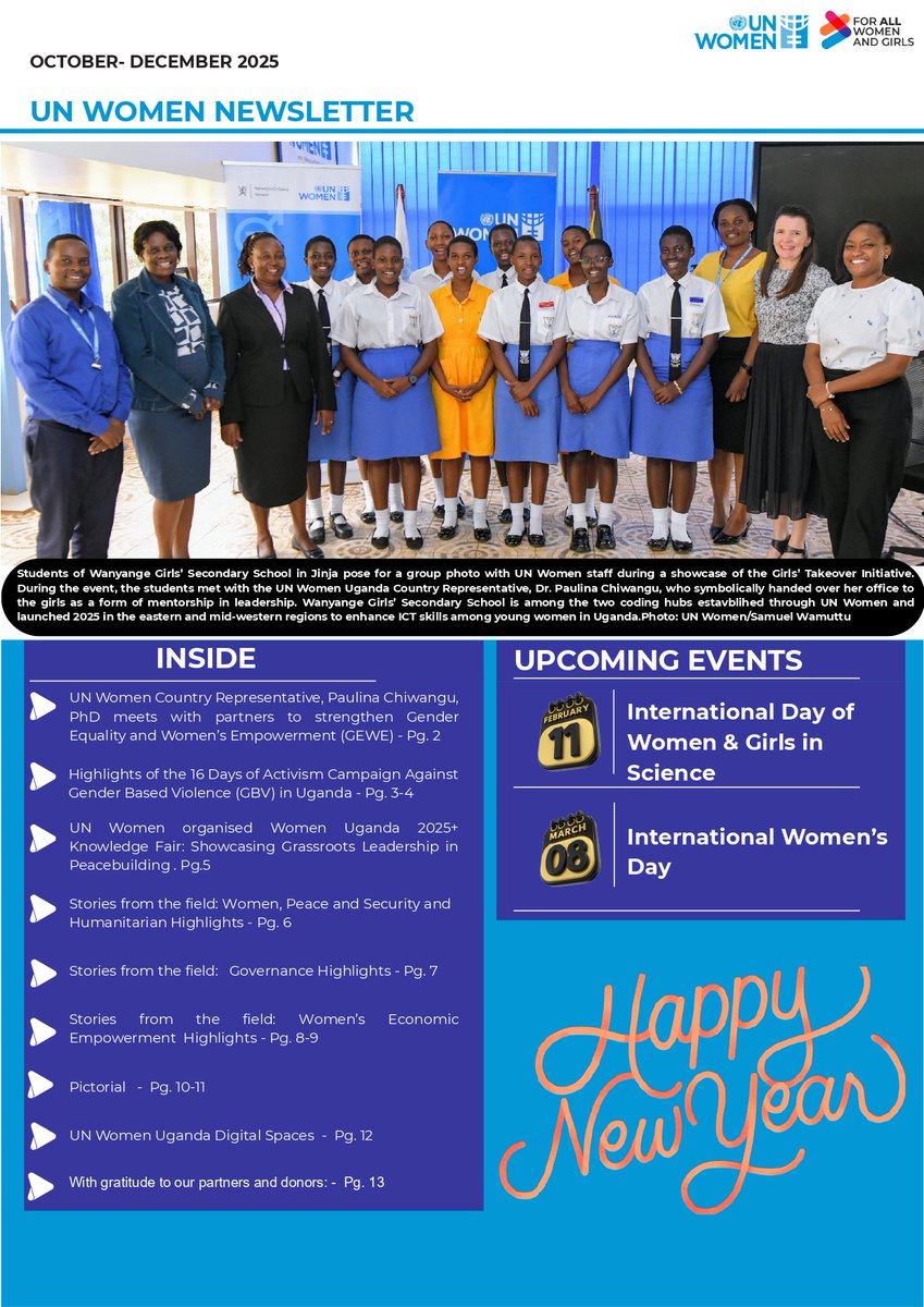unwomenuganda's tweet photo. Our Q4 Newsletter (Oct–Dec 2025) is out!

Featuring #GirlsTakeover, coding hubs for young women, #16Days against GBV &amp; the Women Uganda 2025+ Knowledge Fair.

Read more 👉 https://t.co/fVjNYMfAFG

@EUinUG @ADCinUganda @MGL @NLinUganda

#GenderEquality #EndGBV #WomenInLeadership https://t.co/6VXJHzt31h