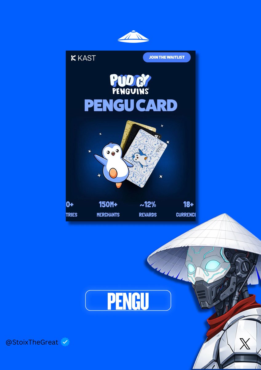 OYANG_1's tweet photo. PENGU CARD WAITLIST BY KAST CARD.

Pengu Card is a Pudgy Penguins Flagship crypto card powered by KAST, a global money app powered by stablecoins.

🔗 Link; https://t.co/wQT725KI1J

-Submit email

-Submit leaderboard name (any name you wish)

Done✅ https://t.co/oFi2At3sDC