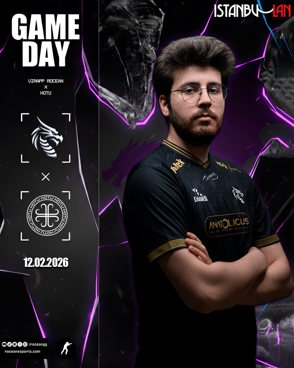 roceangg's tweet photo. 🚨 Artık Sahne Oyuncularımızın!

#CS2 takımımız, #IstanbuLAN’ın ilk turunda HOTU eSports ile karşı karşıya geliyor.

⏰ 19.30
📺 https://t.co/7h0PyhR3WD

#PurpleLegacy https://t.co/RlCjDXUzfo