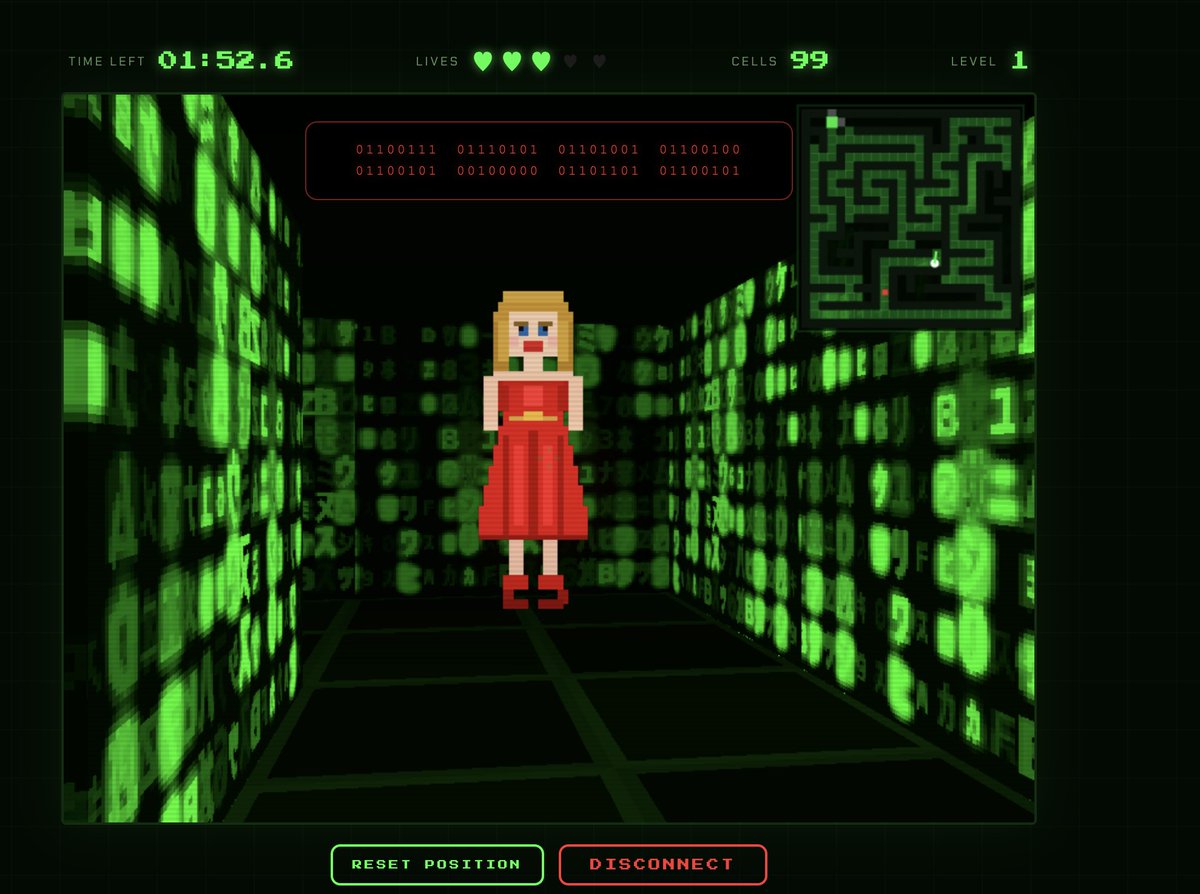 M_AI_TRIX's tweet photo. We found the woman in the red dress and she gave some binary code. #Web3Gaming #MatrixGame #crypto #100x #10x #1000x #AIgame Again we do not know what is in the game. AI based everything on the dialog of the movie. We even do not know the level structure! @crypto_bitlord7 https://t.co/fl63VNXj7I