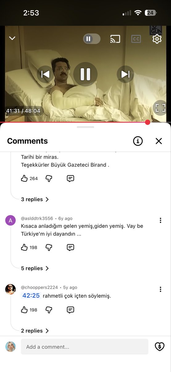 1995 de Civangate skandalı belgeselinin altına yapılan yorum …Türkiye’m bu kadar yolsuzluğa bu kadar hırsıza, ite ve çakala iyi dayandın be