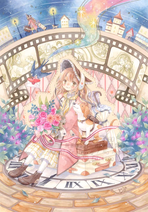 #私はこういう絵を描いています アクリルメインで温かみのある少女の世界を描きます 動物や植物も好き